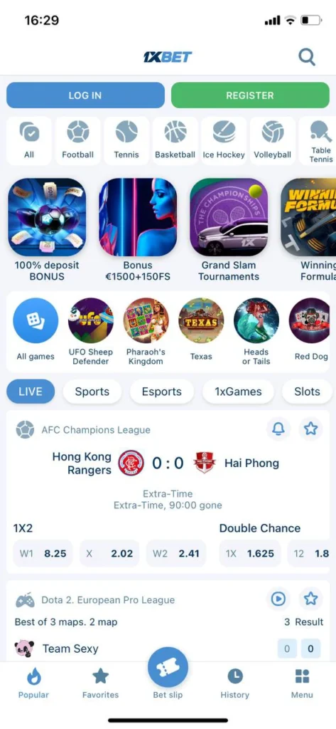Install the 1xbet mobile app on your mobile device.