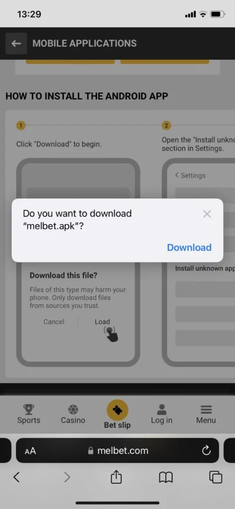 Download an apk file.
