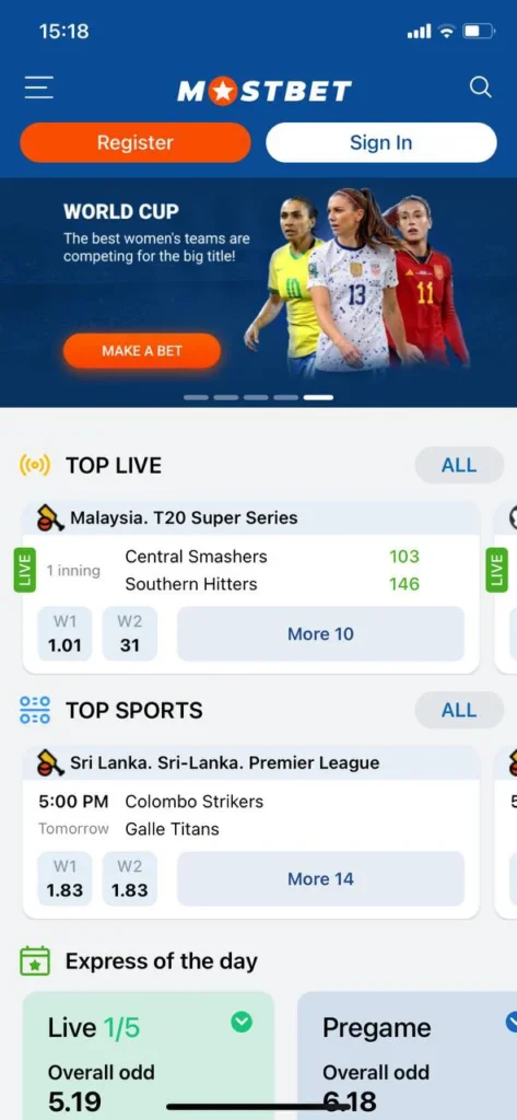 Install the Mostbet mobile app on your mobile device.