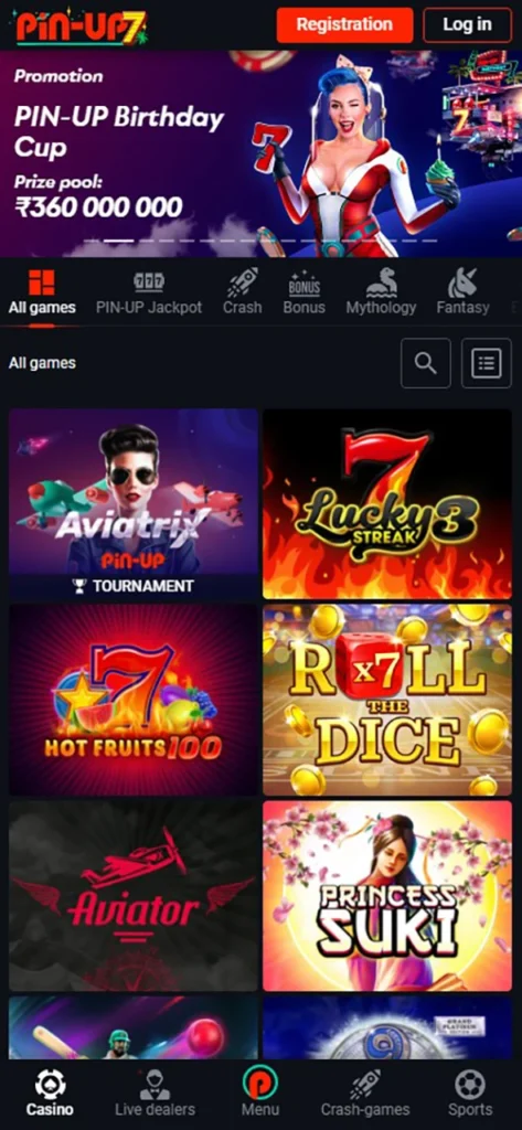 Play online casino games on the Pin-Up mobile app.