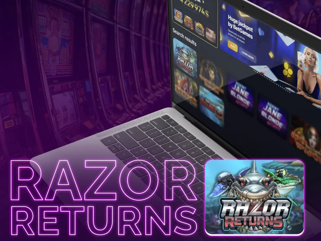 Razor Returns if an underwater slot: Gangs of sharks, 5x5 reels, high RTP.
