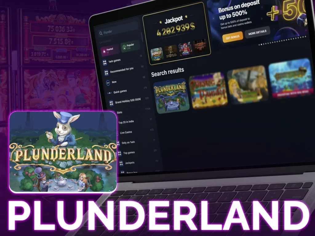 Plunderland it`s an Alice in Wonderland slot: 7x7 reels, high RTP.