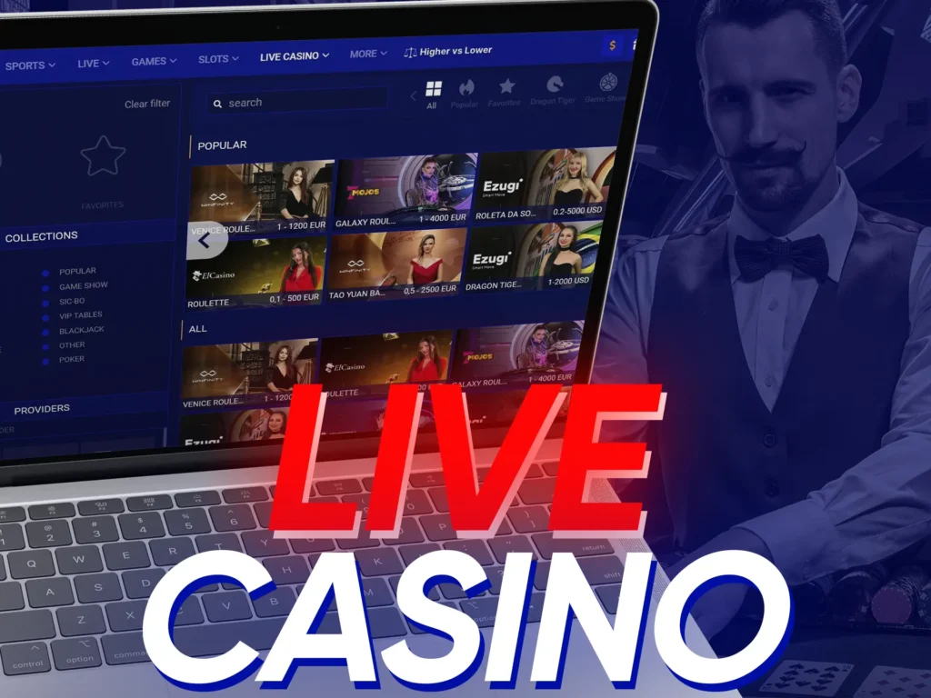 Paripesa offers a variety of live games by Winfinity, Bombay, Playtech, Ezugi, Evolution for real money.