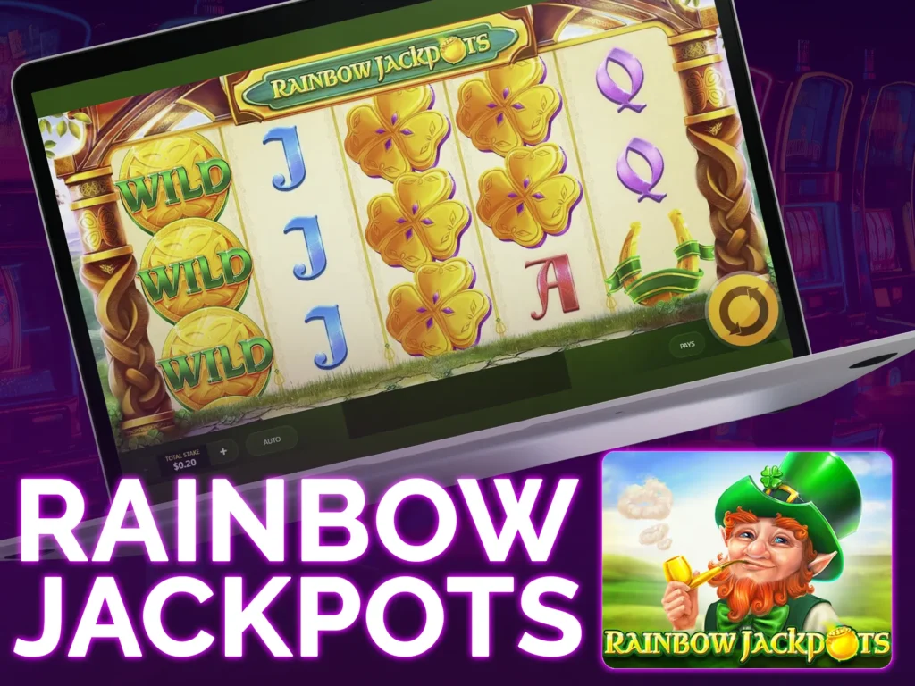 Red Tiger's Rainbow Jackpots slot with 20 paylines, bonus features, and potential x800 winnings.