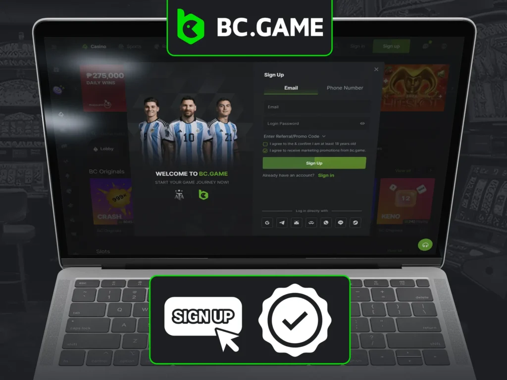BC Game requires registration and verification.