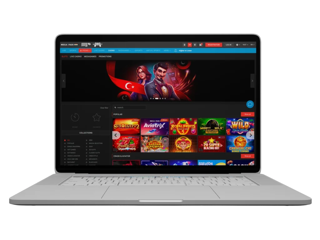 With Megapari, choose any slots to play at the casino.