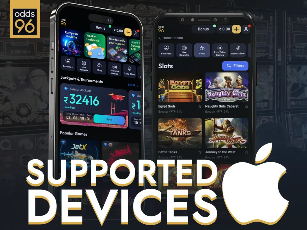 The Odds96 app runs smoothly on listed iOS devices.