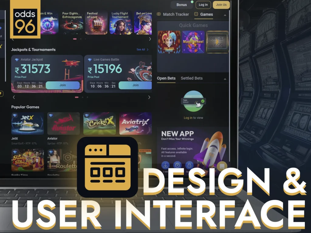 Odds96 Casino features intuitive design and navigation.