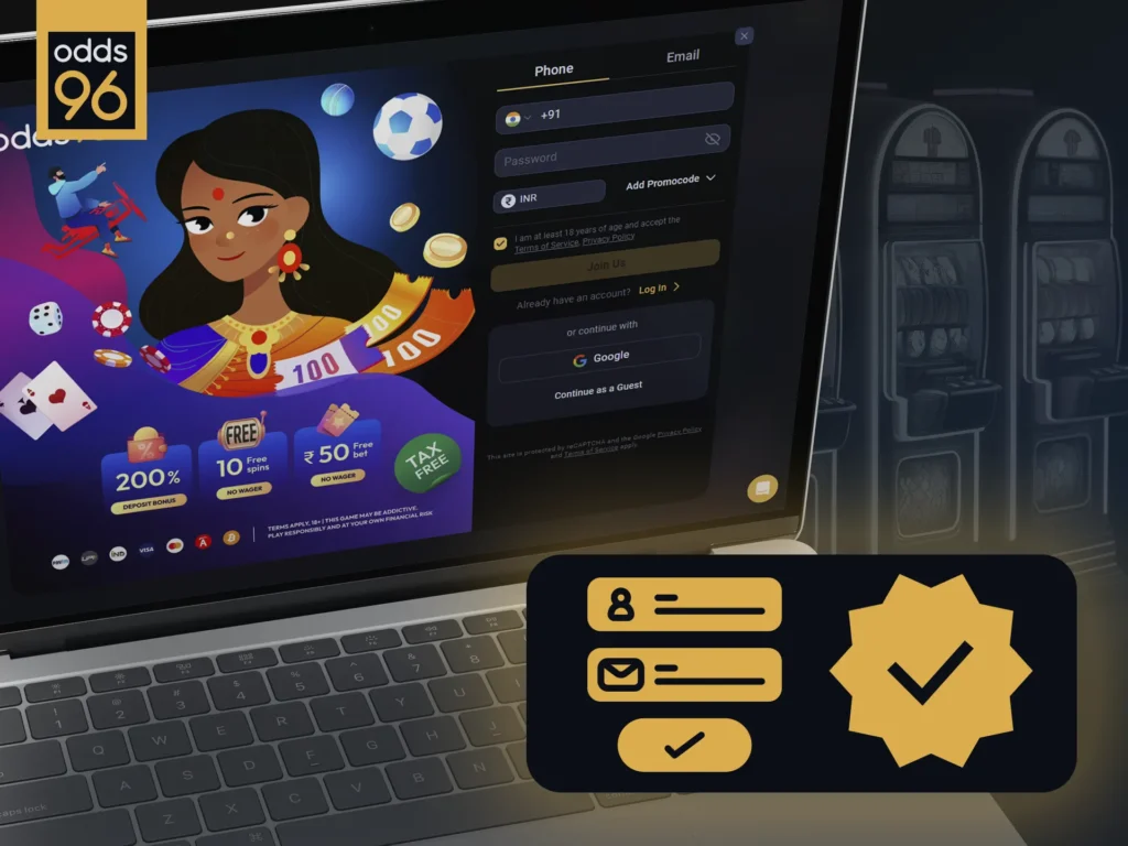 Registering with Odds96 involves simple steps for verification.