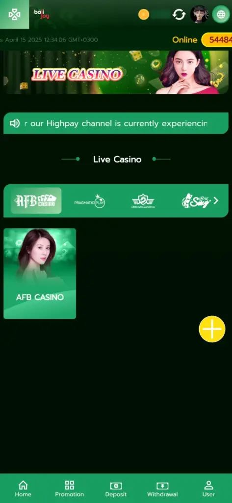 Enjoy playing casino games on Bajijoy app.