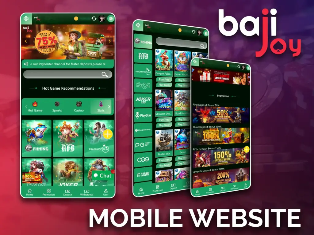 The Bajijoy mobile website is available across all platforms.