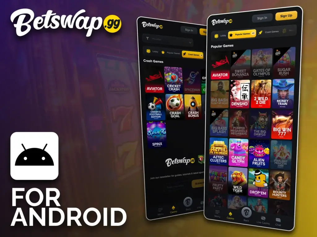 Betswap app allows Android users easy access to casino games.