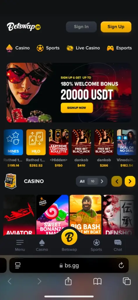 Go to the official Betswap website in your Safari browser.