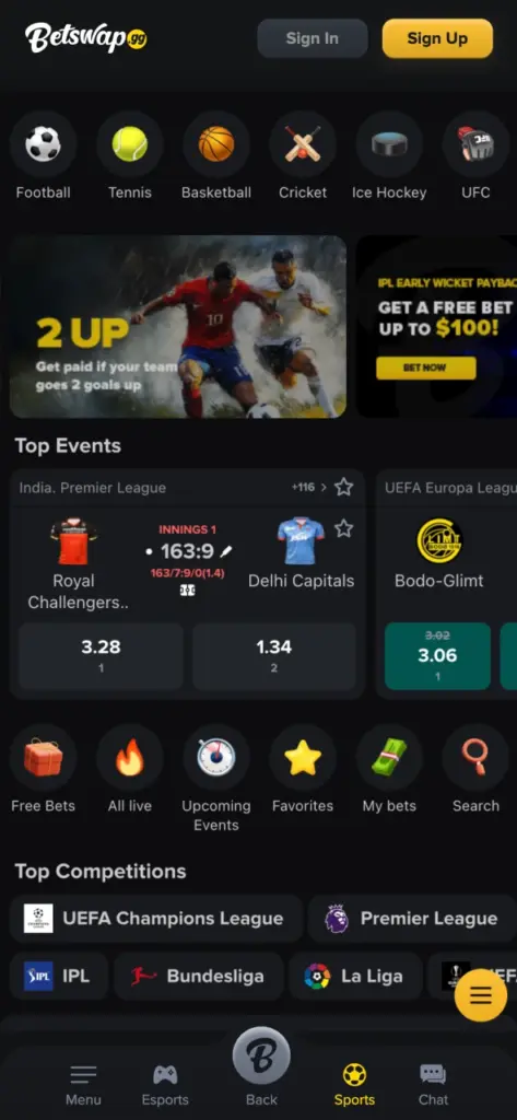 Bet on sports with official Betswap application.