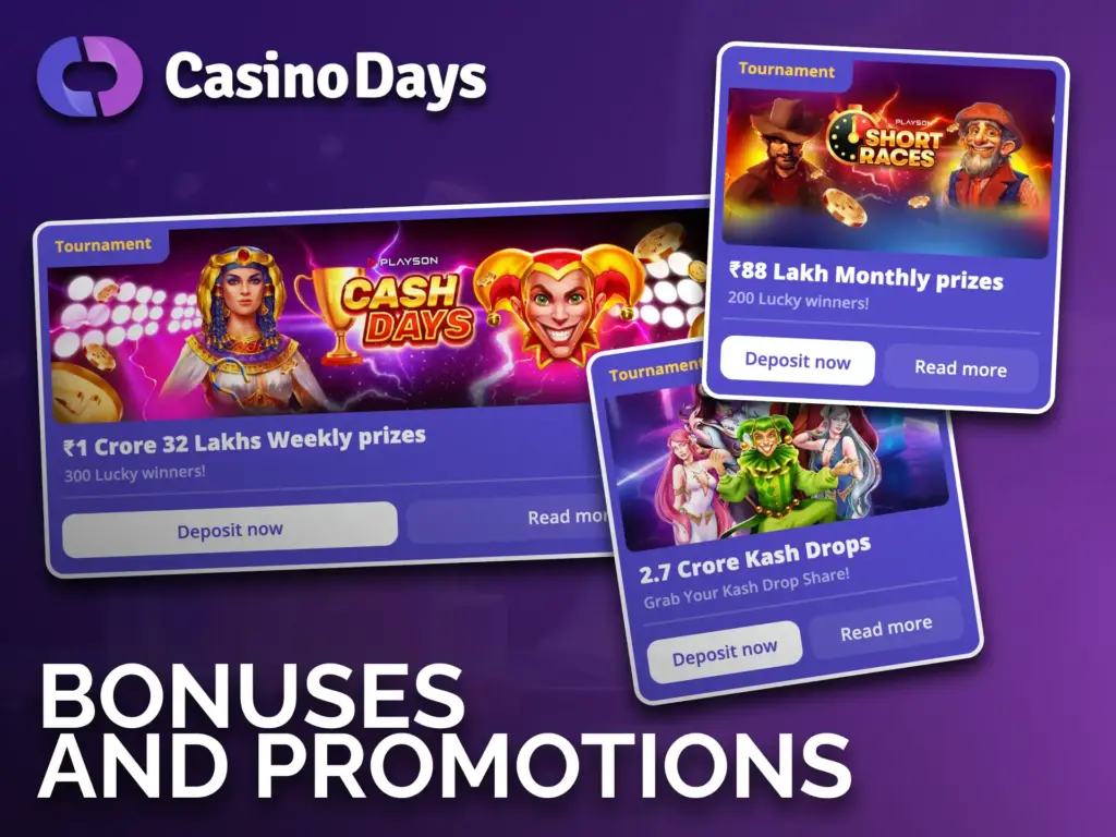 Casino Days offers a variety of generous bonuses.