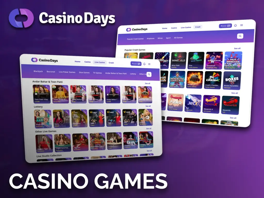 CasinoDays offers games in a variety of formats and difficulty levels.