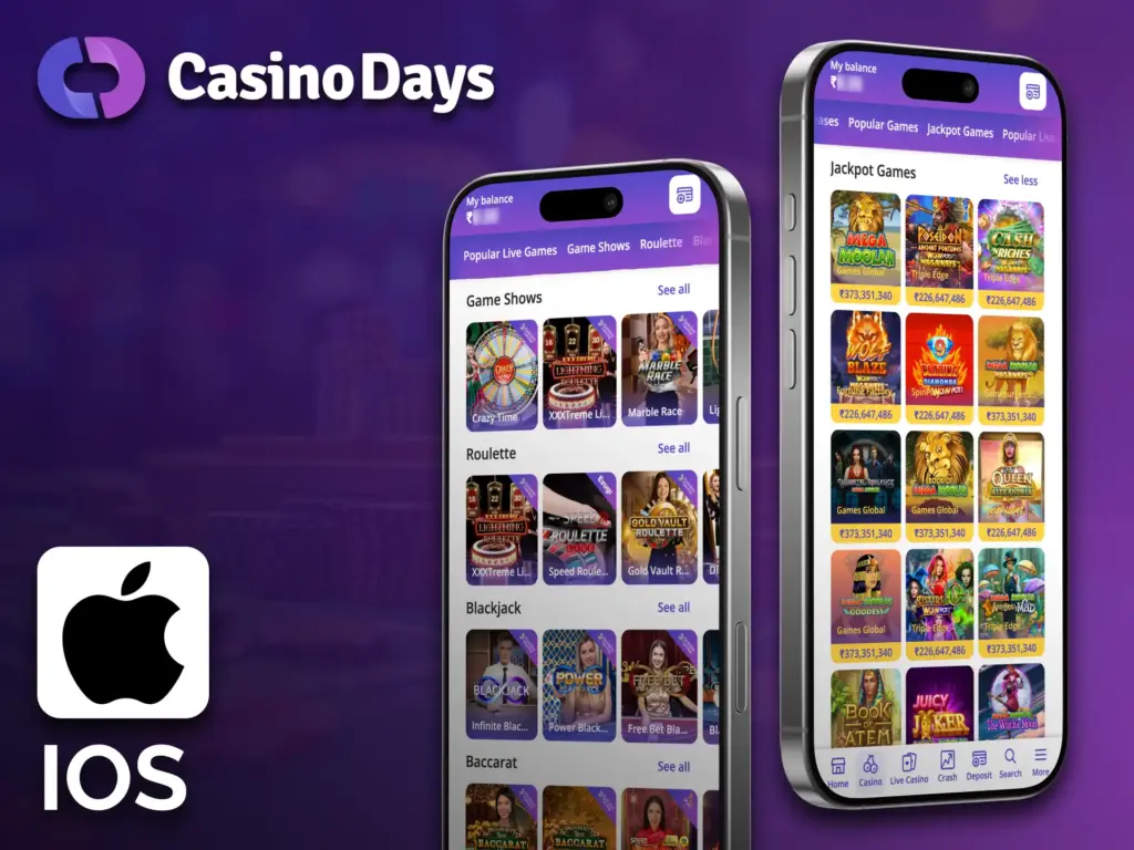 The iOS Casino Days app is available on the App Store.