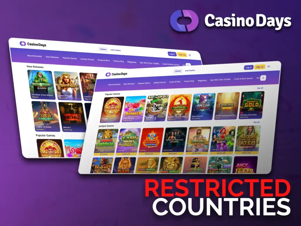 Not all users are allowed to access Casino Days site.