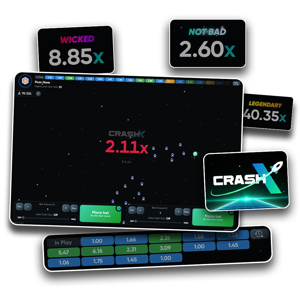 The Crash X game invites you to take flight for big wins.