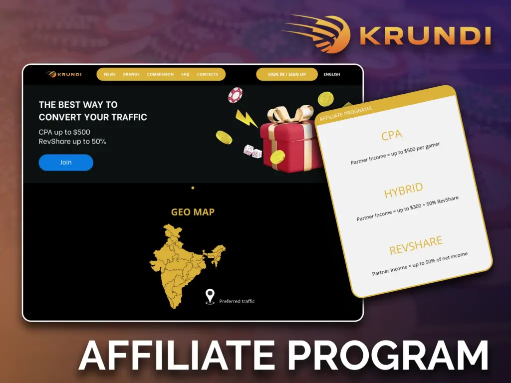 Profit with the Krundi casino affiliate program.