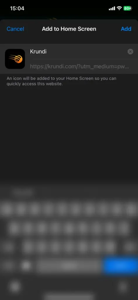 Make the Krundi icon appear on the device's work screen.