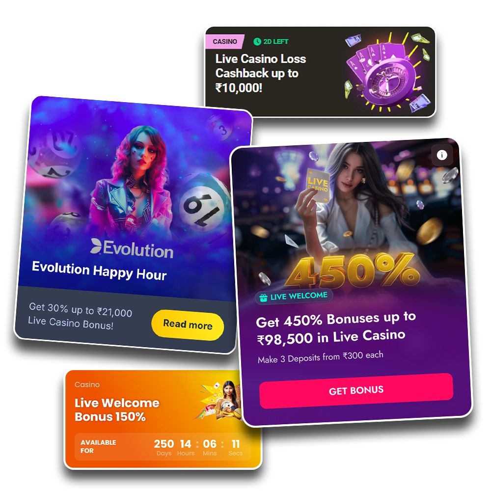 Check the list of the best live casino bonuses for slots.