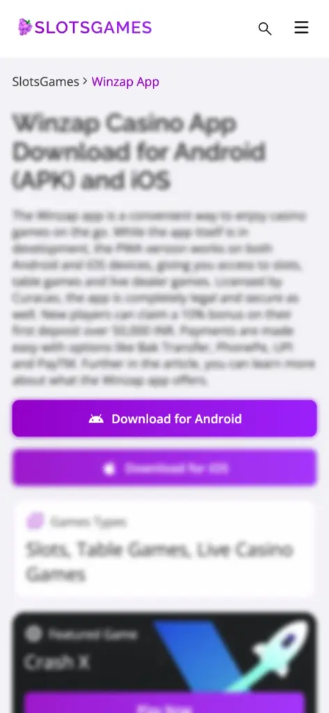 Press the download button to go to the official Winzap site.