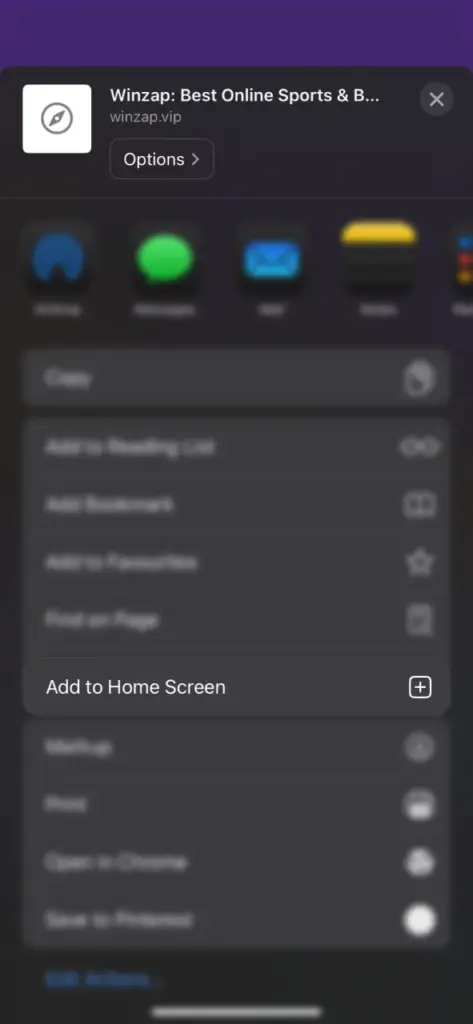 Add Winzap to your home screen.