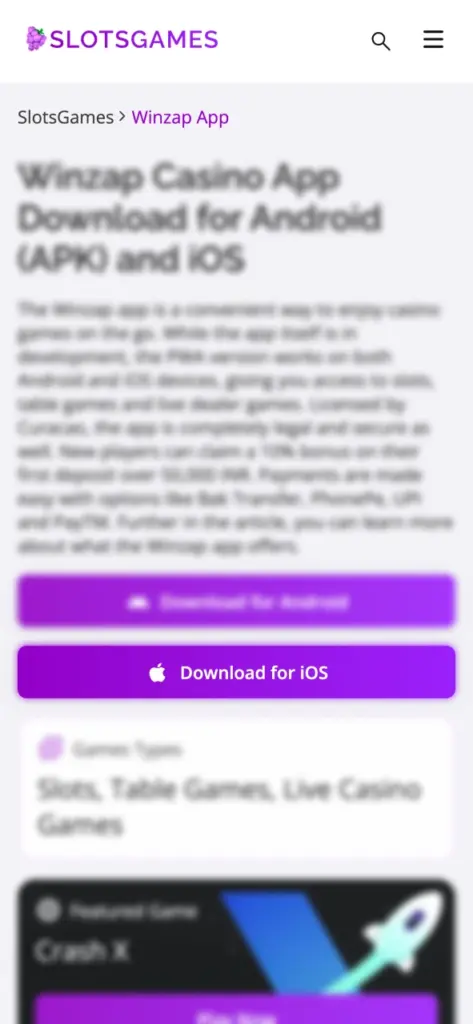 Visit the Winzap website by pressing the button.