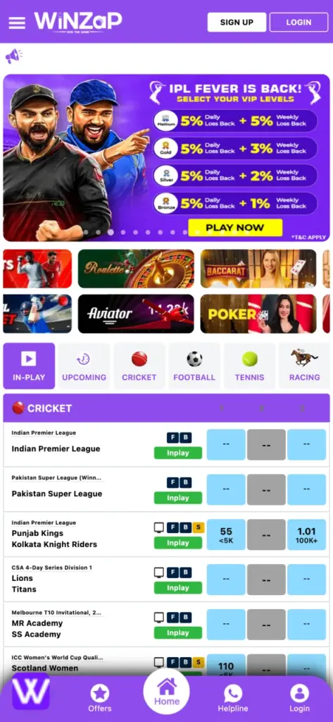 Go to the main page of Winzap official application.