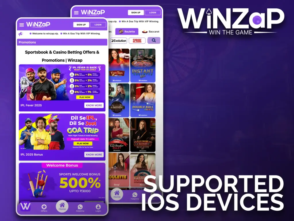 The Winzap app is compatible with most iOS devices.