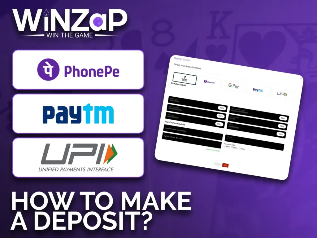 Winzap ensures your deposits are instant and secure.