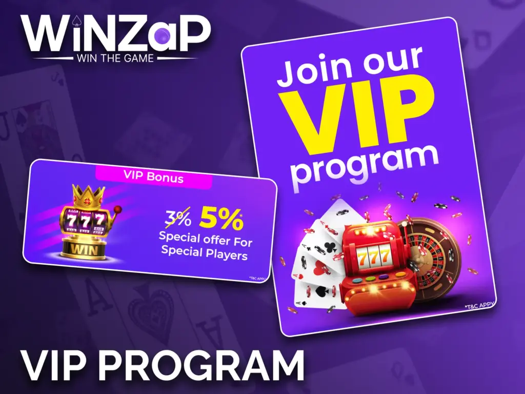 Join the Winzap VIP program to get extra rewards.