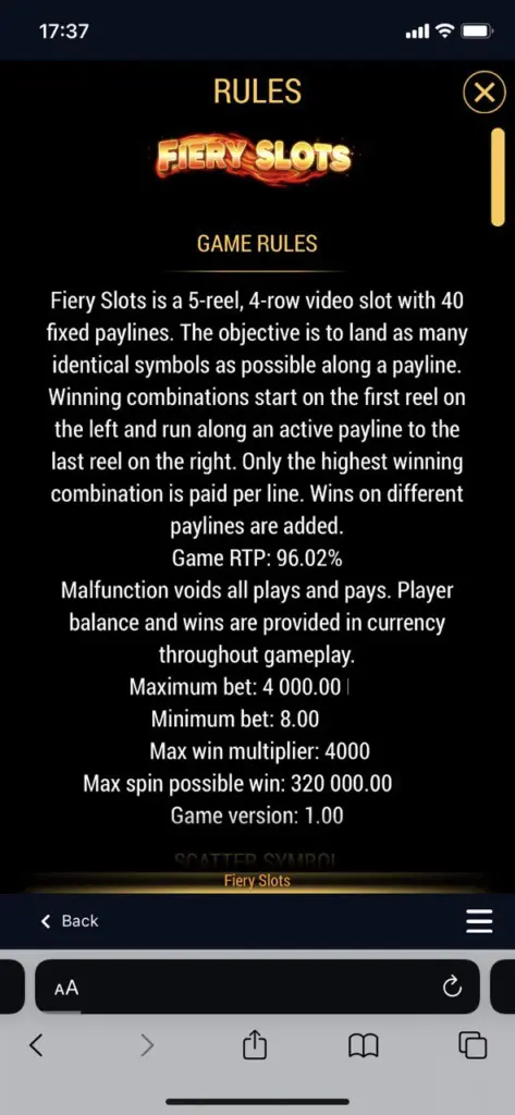 Read the description of the selected video slot.
