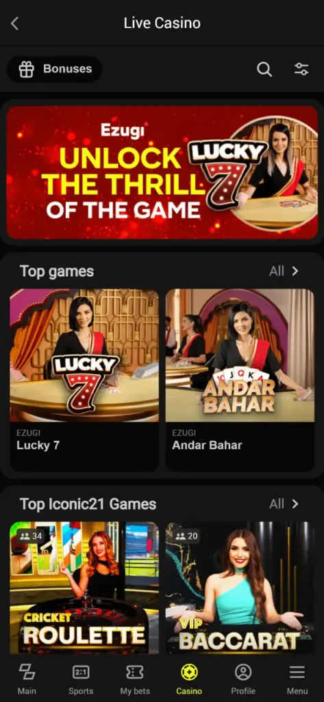Play Parimatch casino games online.