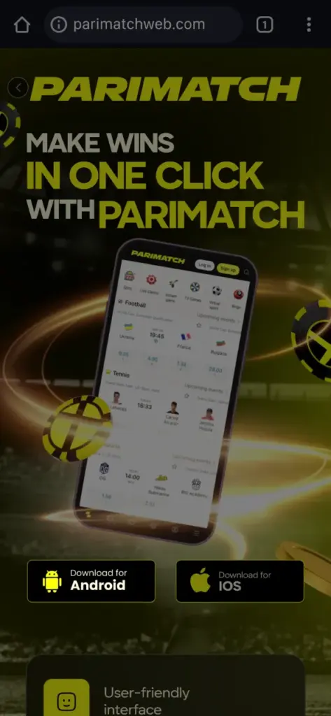 Click on the link to download Parimatch for Android.