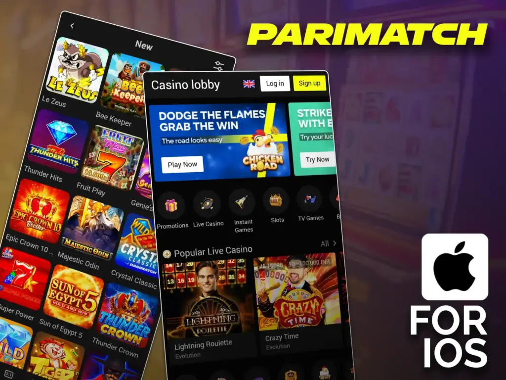 Enjoy slot games in the Parimatch app for iOS.