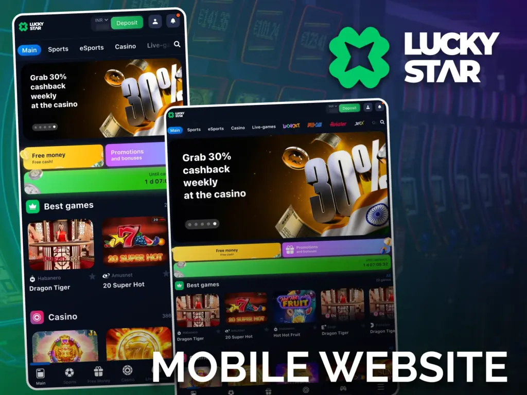 Use the Lucky Star mobile site, open it in your browser and start playing fast.
